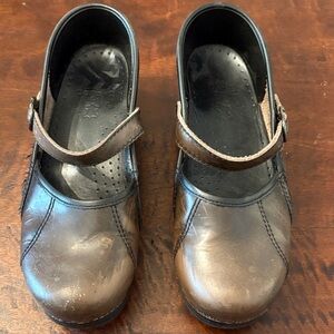 Dansko Brown Leather Mary Jane Clogs